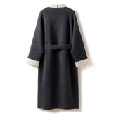 Mid-length Belted Lace-up Waisted Woolen Coat